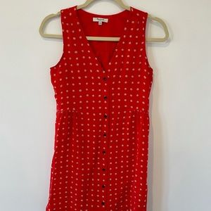 Madewell red print silk sleeveless shirt dress XS